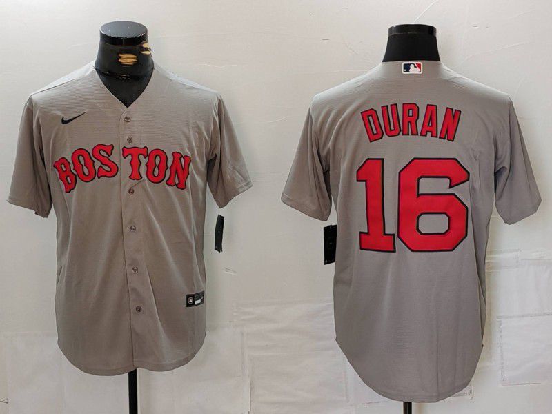 Men Boston Red Sox #16 Duran Grey Game 2024 Nike MLB Jersey style 1